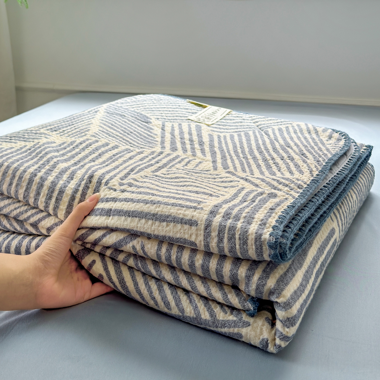 91家纺网 家纺一手货源 找家纺 （总）雯雨家纺 2026新款里外全棉华夫格三角针夏被