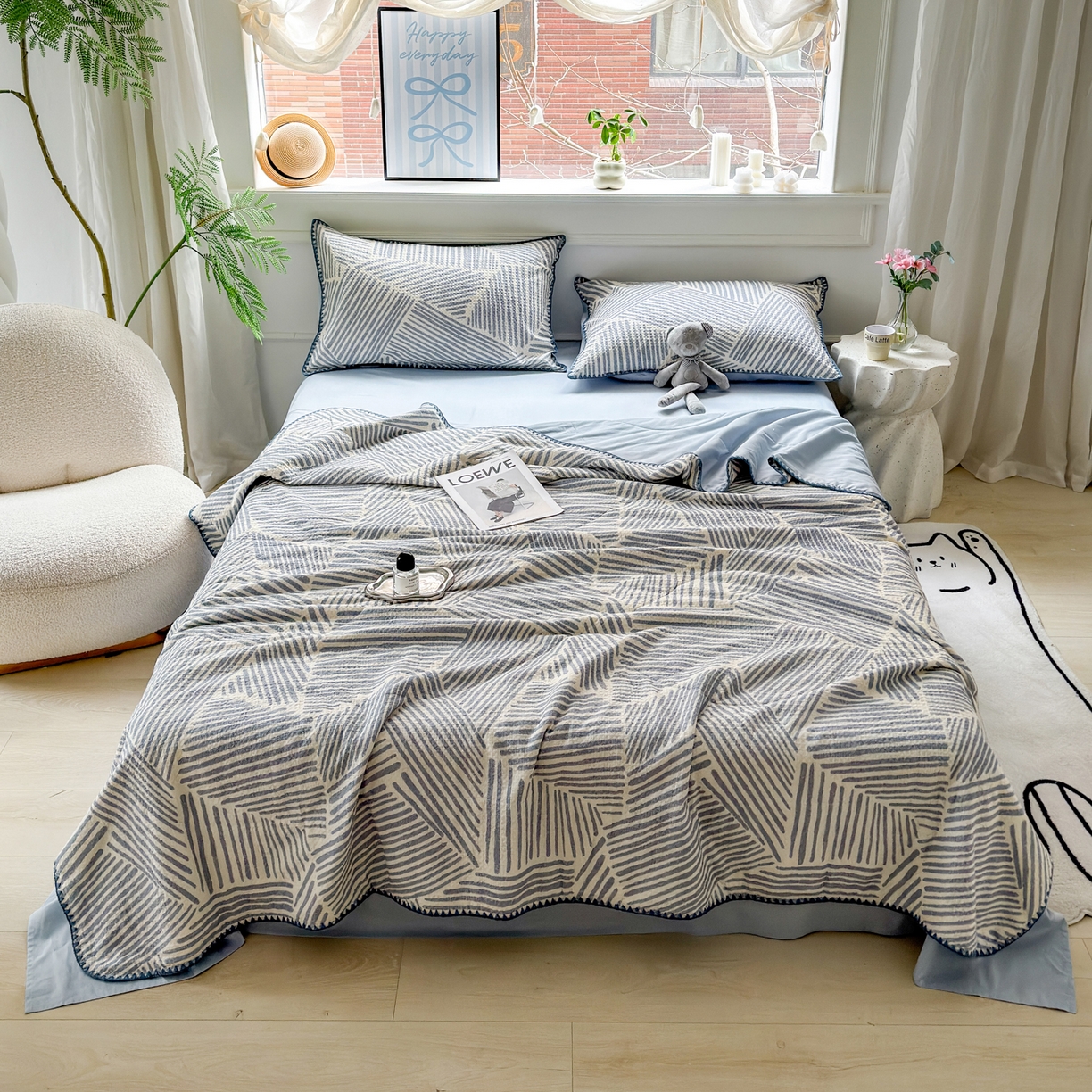 91家纺网 家纺一手货源 找家纺 （总）雯雨家纺 2026新款里外全棉华夫格三角针夏被