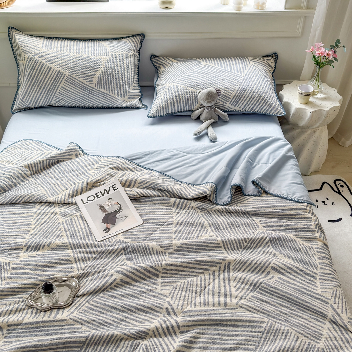 91家纺网 家纺一手货源 找家纺 （总）雯雨家纺 2026新款里外全棉华夫格三角针夏被