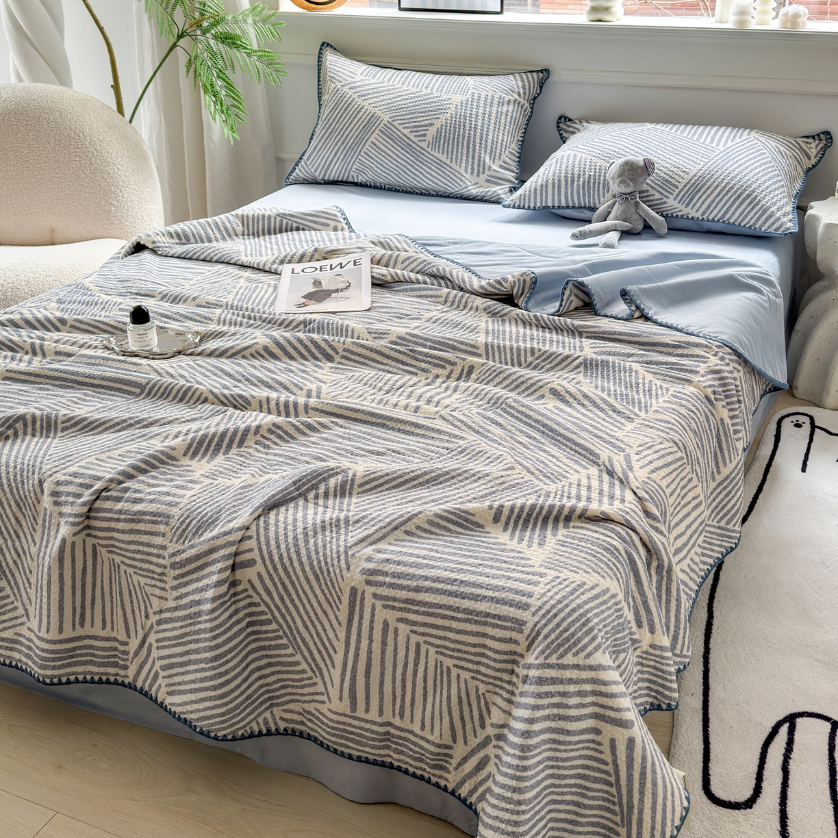 91家纺网 家纺一手货源 找家纺 （总）雯雨家纺 2026新款里外全棉华夫格三角针夏被