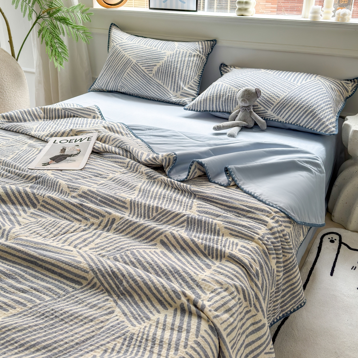 91家纺网 家纺一手货源 找家纺 （总）雯雨家纺 2026新款里外全棉华夫格三角针夏被