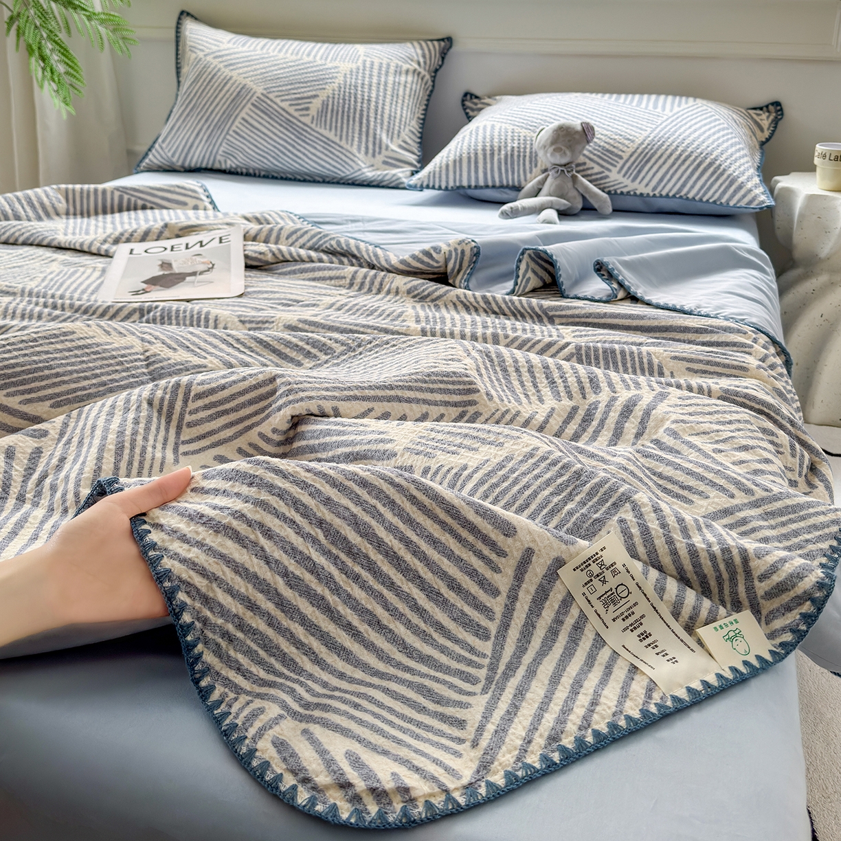 91家纺网 家纺一手货源 找家纺 （总）雯雨家纺 2026新款里外全棉华夫格三角针夏被