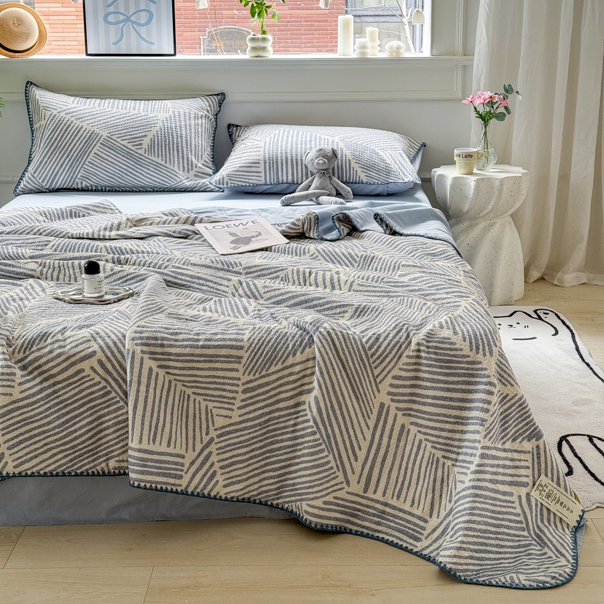 91家纺网 家纺一手货源 找家纺 （总）雯雨家纺 2026新款里外全棉华夫格三角针夏被