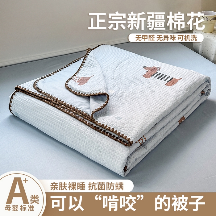 雯雨家纺 2026新款里外全棉华夫格三角针夏被 瑞乐兰