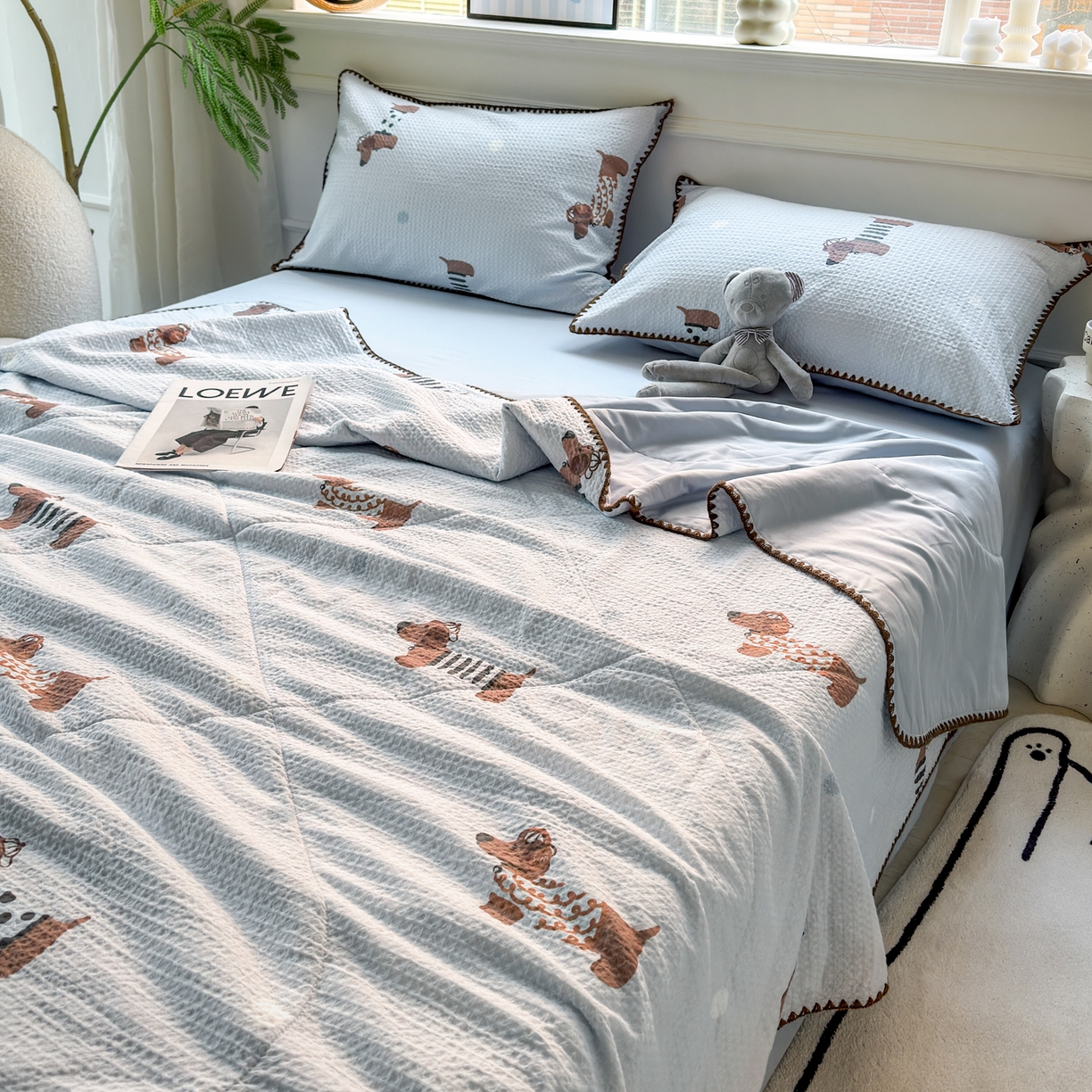 91家纺网 家纺一手货源 找家纺 雯雨家纺 2026新款里外全棉华夫格三角针夏被 瑞乐兰