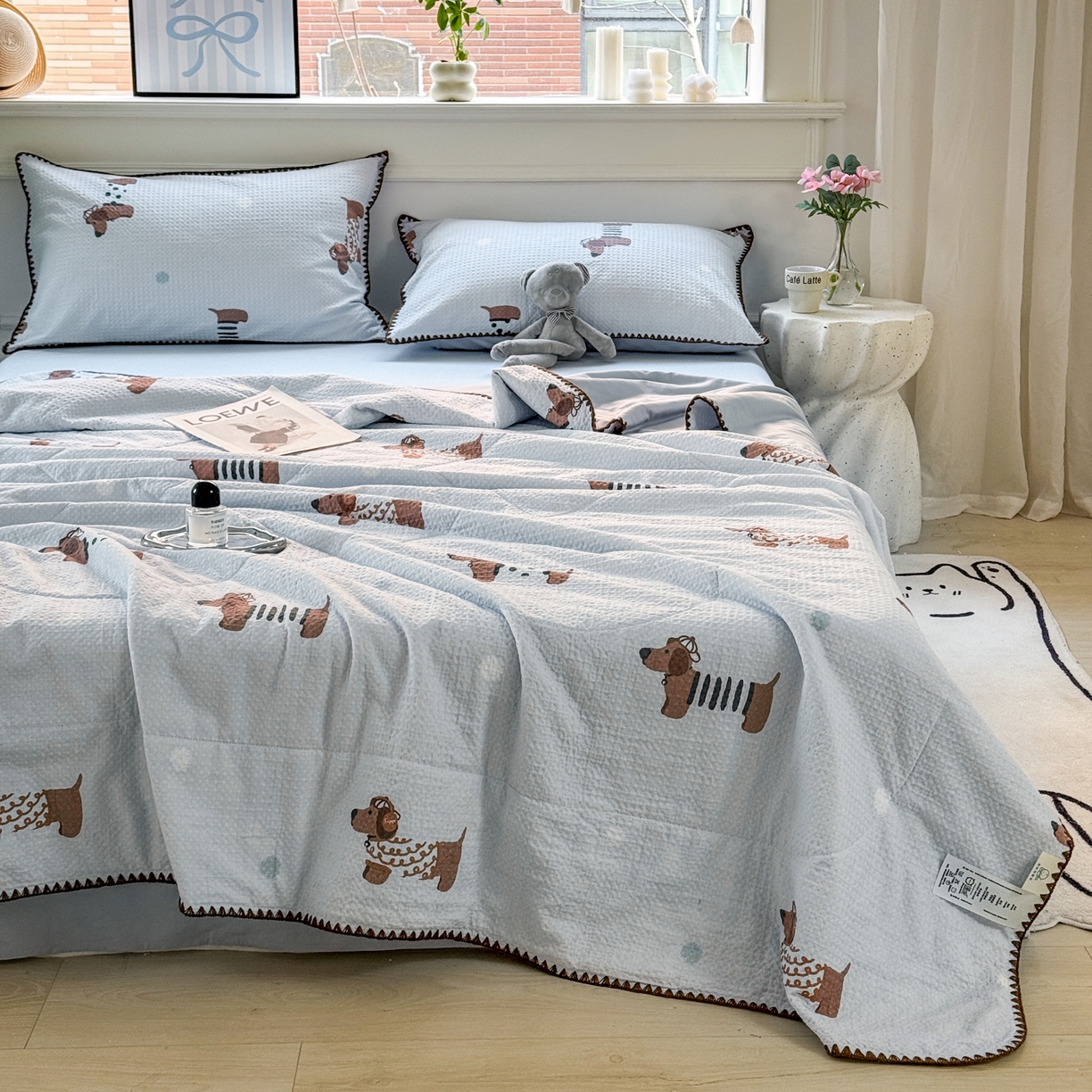 91家纺网 家纺一手货源 找家纺 雯雨家纺 2026新款里外全棉华夫格三角针夏被 瑞乐兰