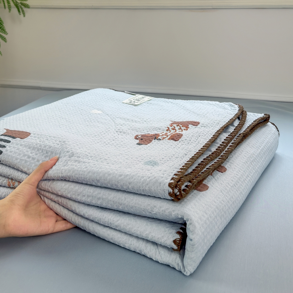 91家纺网 家纺一手货源 找家纺 雯雨家纺 2026新款里外全棉华夫格三角针夏被 瑞乐兰