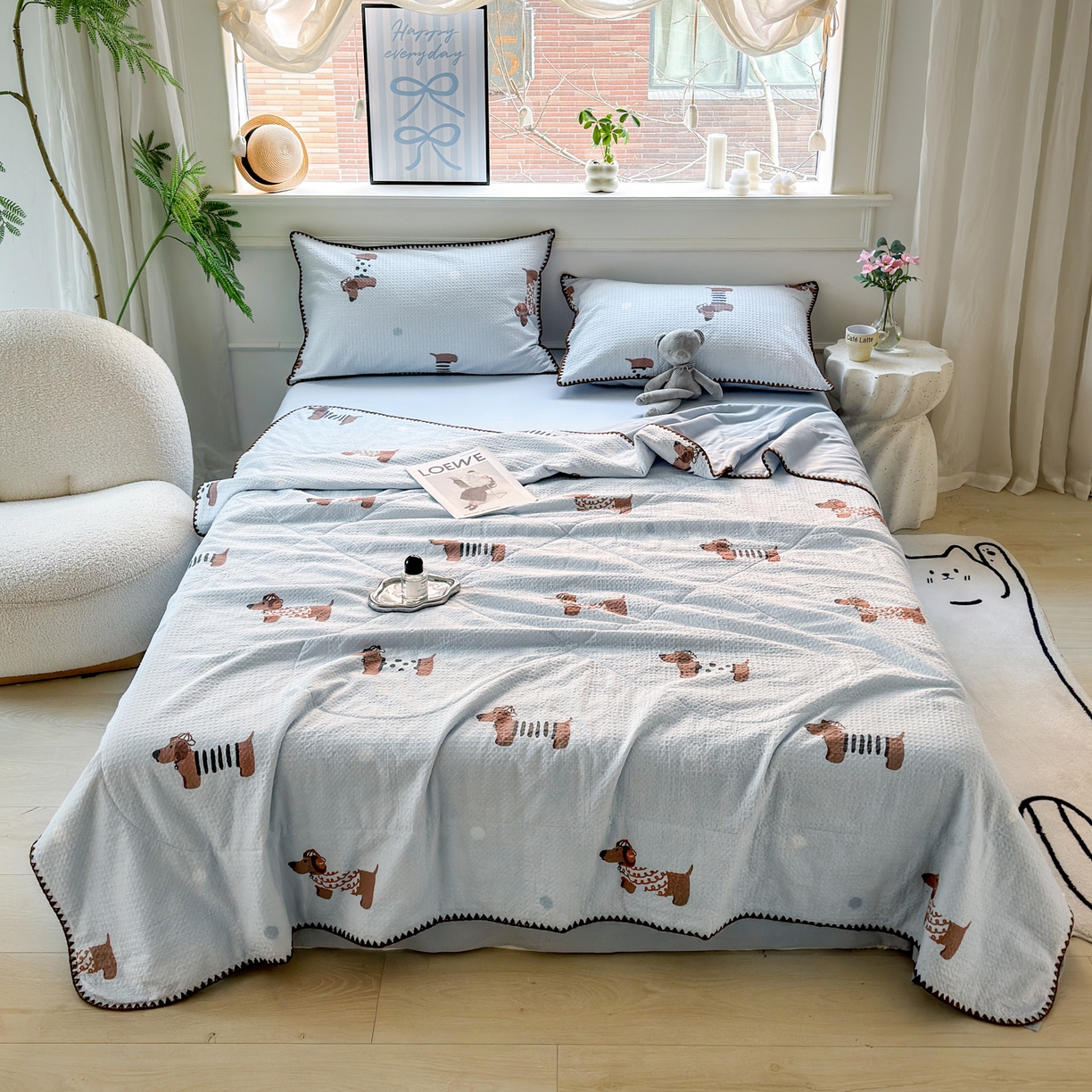 91家纺网 家纺一手货源 找家纺 雯雨家纺 2026新款里外全棉华夫格三角针夏被 瑞乐兰