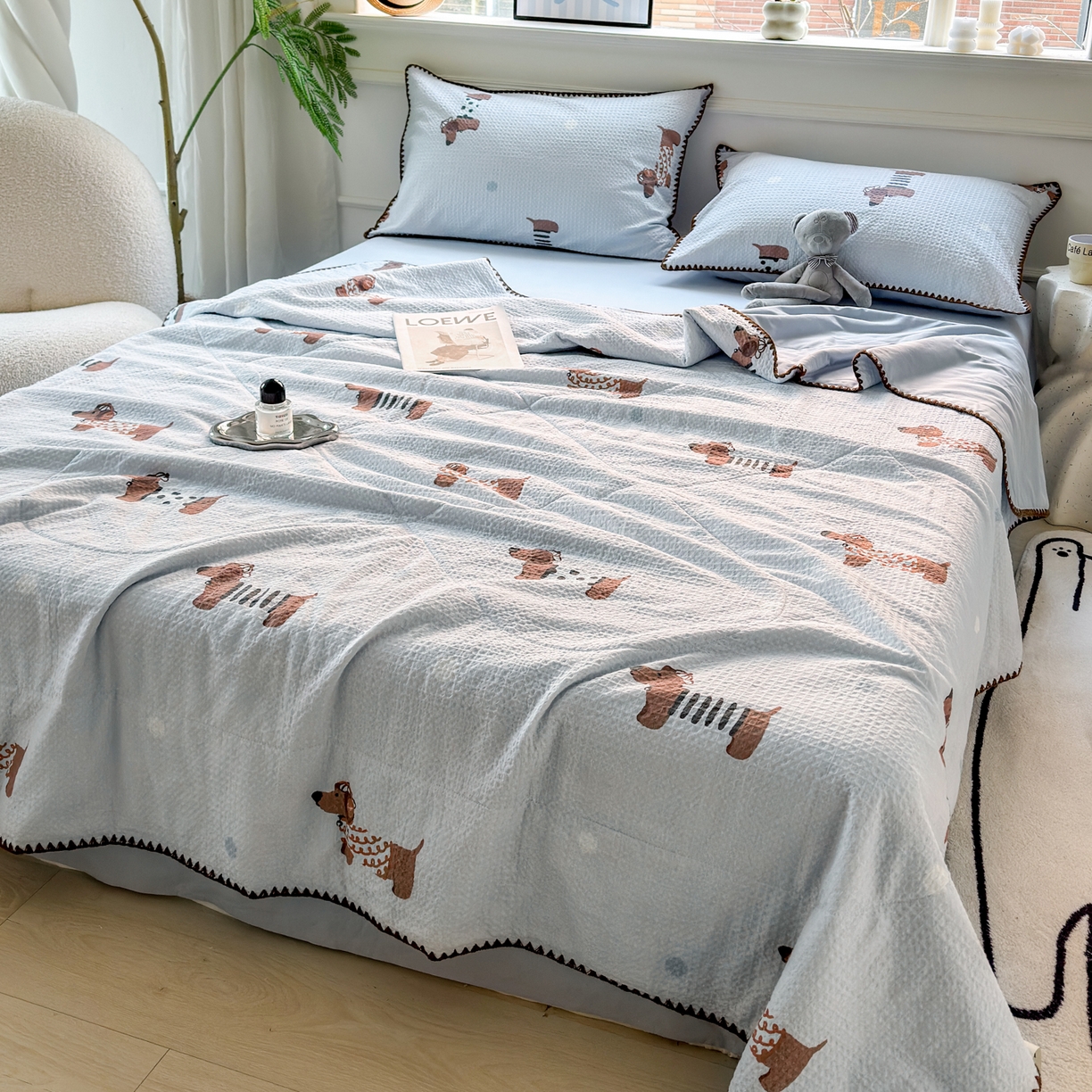 91家纺网 家纺一手货源 找家纺 雯雨家纺 2026新款里外全棉华夫格三角针夏被 瑞乐兰