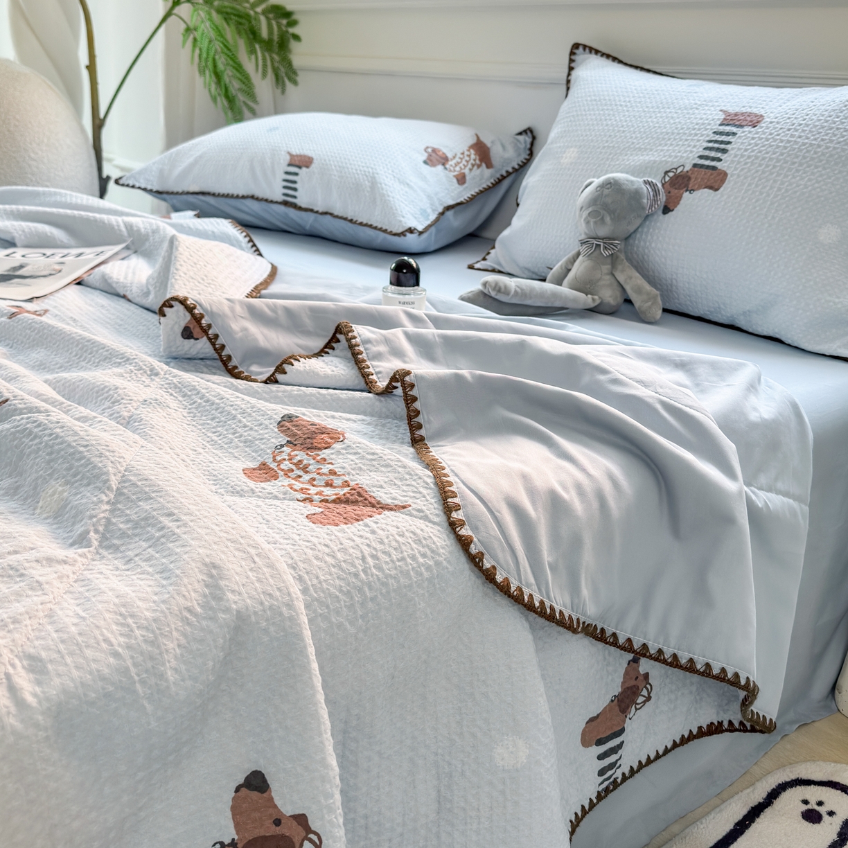 91家纺网 家纺一手货源 找家纺 雯雨家纺 2026新款里外全棉华夫格三角针夏被 瑞乐兰