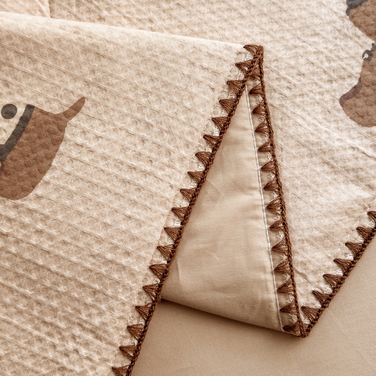 91家纺网 家纺一手货源 找家纺 雯雨家纺 2026新款里外全棉华夫格三角针夏被 瑞乐棕