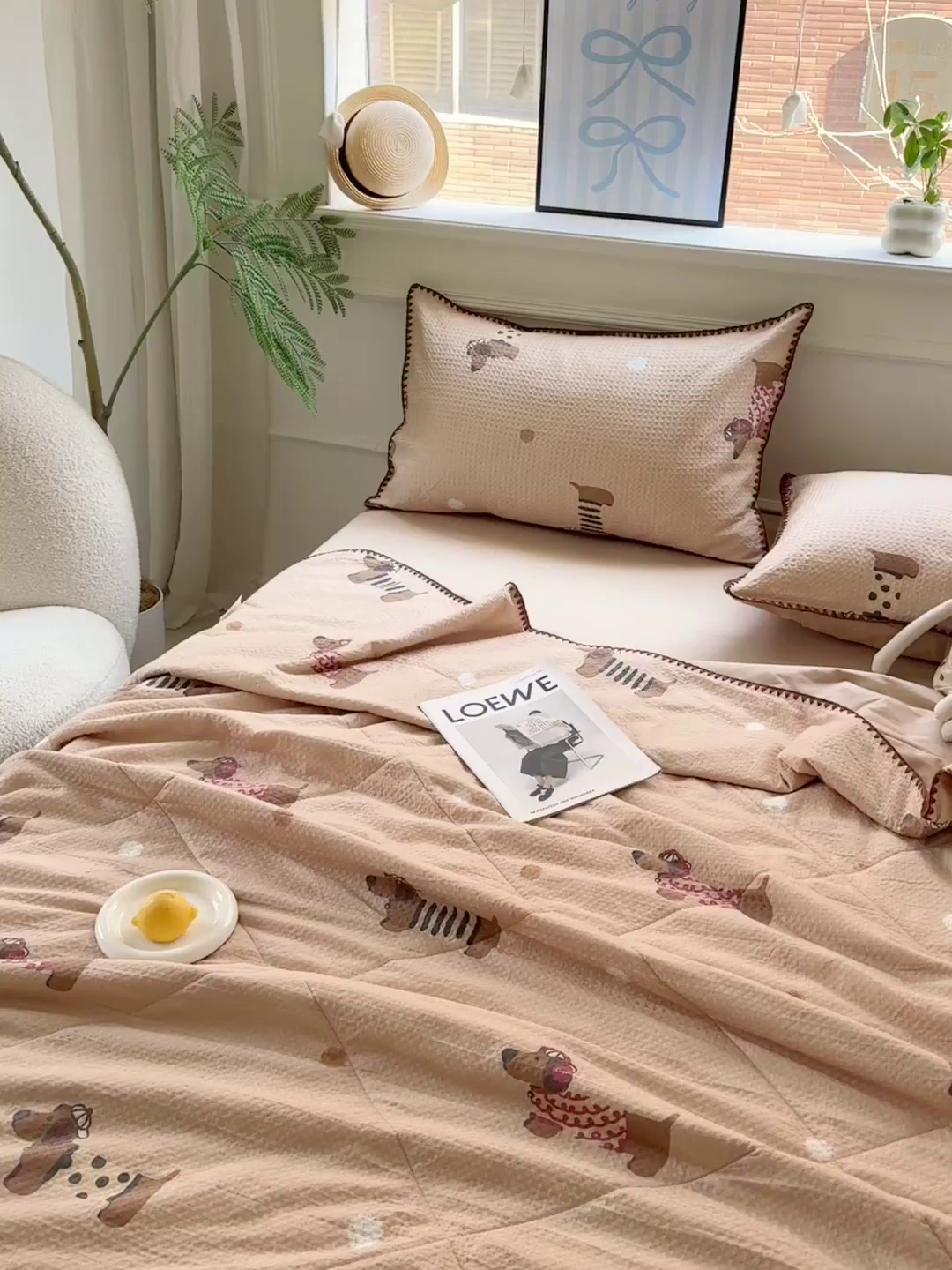 91家纺网 家纺一手货源 找家纺 雯雨家纺 2026新款里外全棉华夫格三角针夏被 瑞乐棕