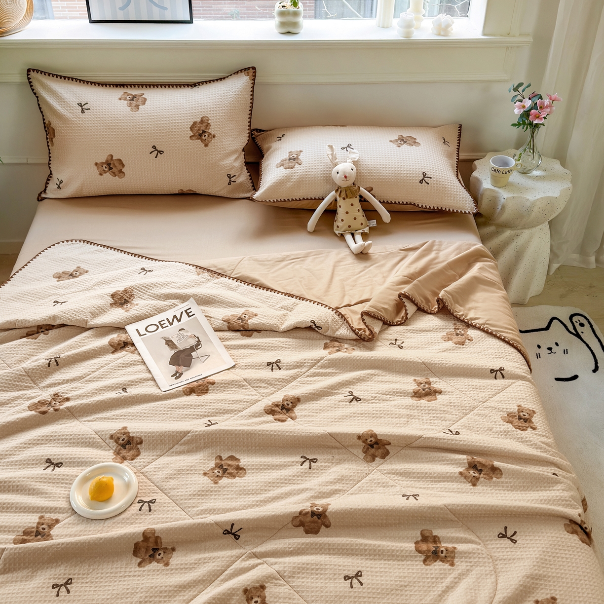 91家纺网 家纺一手货源 找家纺 雯雨家纺 2026新款里外全棉华夫格三角针夏被 萌动时光