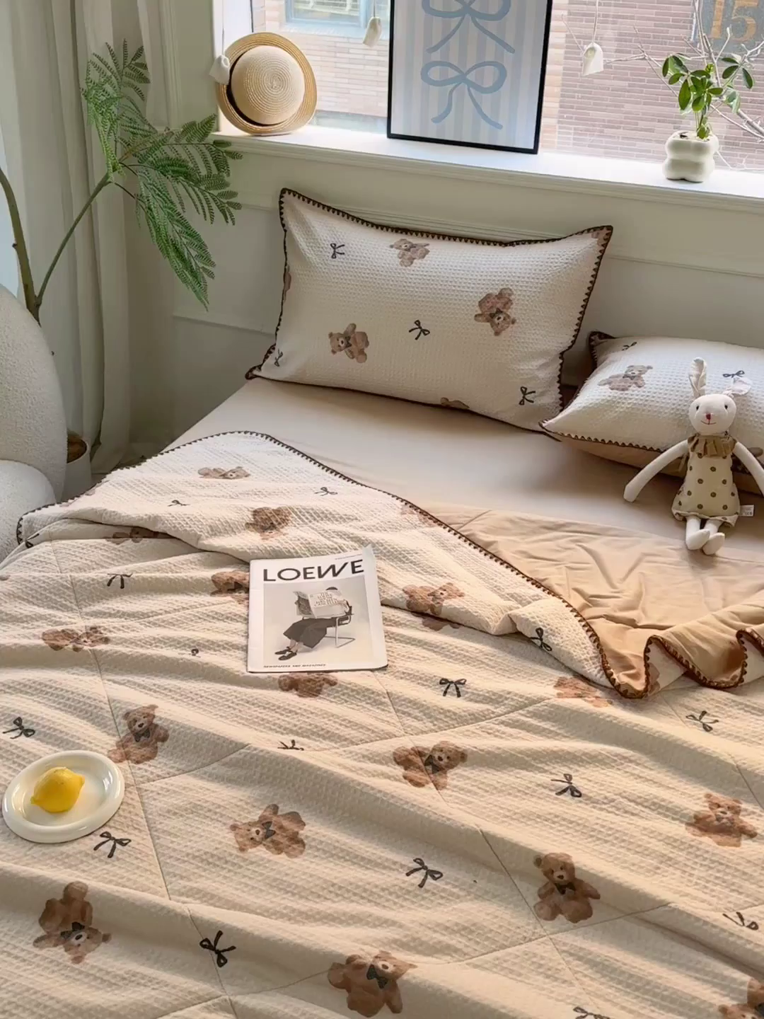 91家纺网 家纺一手货源 找家纺 雯雨家纺 2026新款里外全棉华夫格三角针夏被 萌动时光