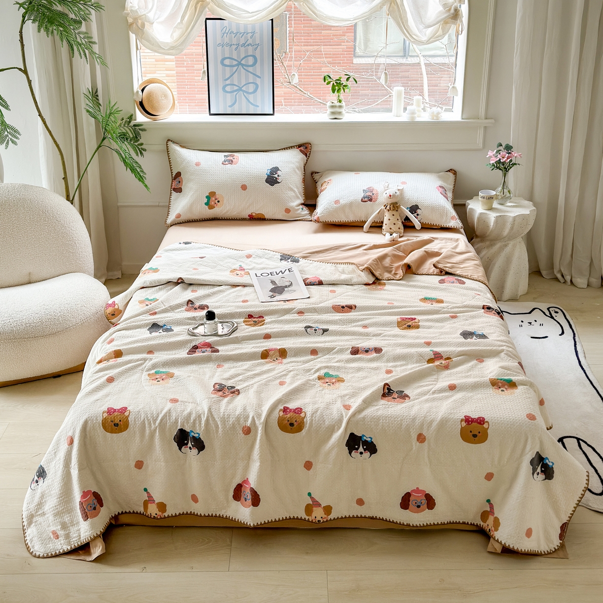 91家纺网 家纺一手货源 找家纺 雯雨家纺 2026新款里外全棉华夫格三角针夏被 欢乐派对