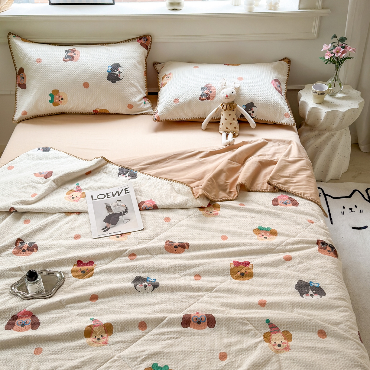 91家纺网 家纺一手货源 找家纺 雯雨家纺 2026新款里外全棉华夫格三角针夏被 欢乐派对