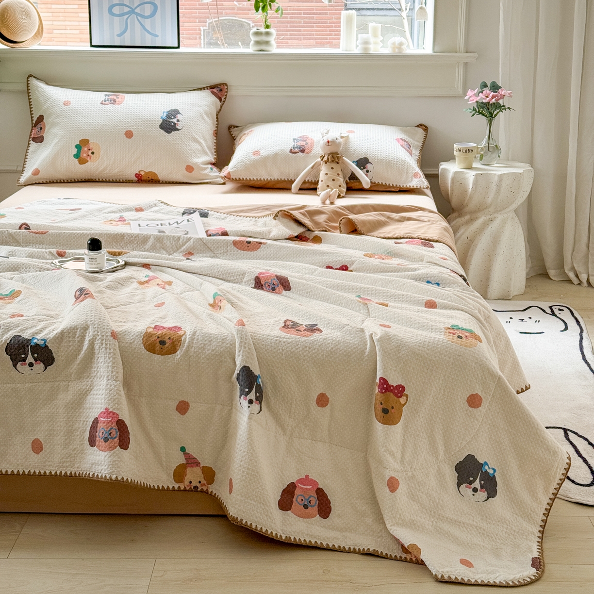 91家纺网 家纺一手货源 找家纺 雯雨家纺 2026新款里外全棉华夫格三角针夏被 欢乐派对