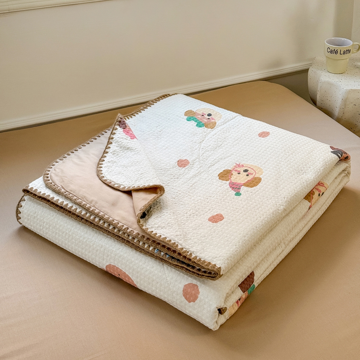 91家纺网 家纺一手货源 找家纺 雯雨家纺 2026新款里外全棉华夫格三角针夏被 欢乐派对