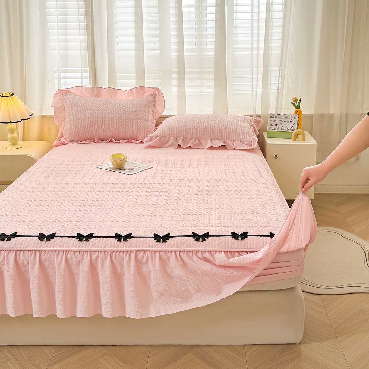 91家纺网 家纺一手货源 找家纺 （总）眠势力 2026新款皱皱纱床裙款床笠双层纱床裙床笠二合一床罩单件-绮梦系列