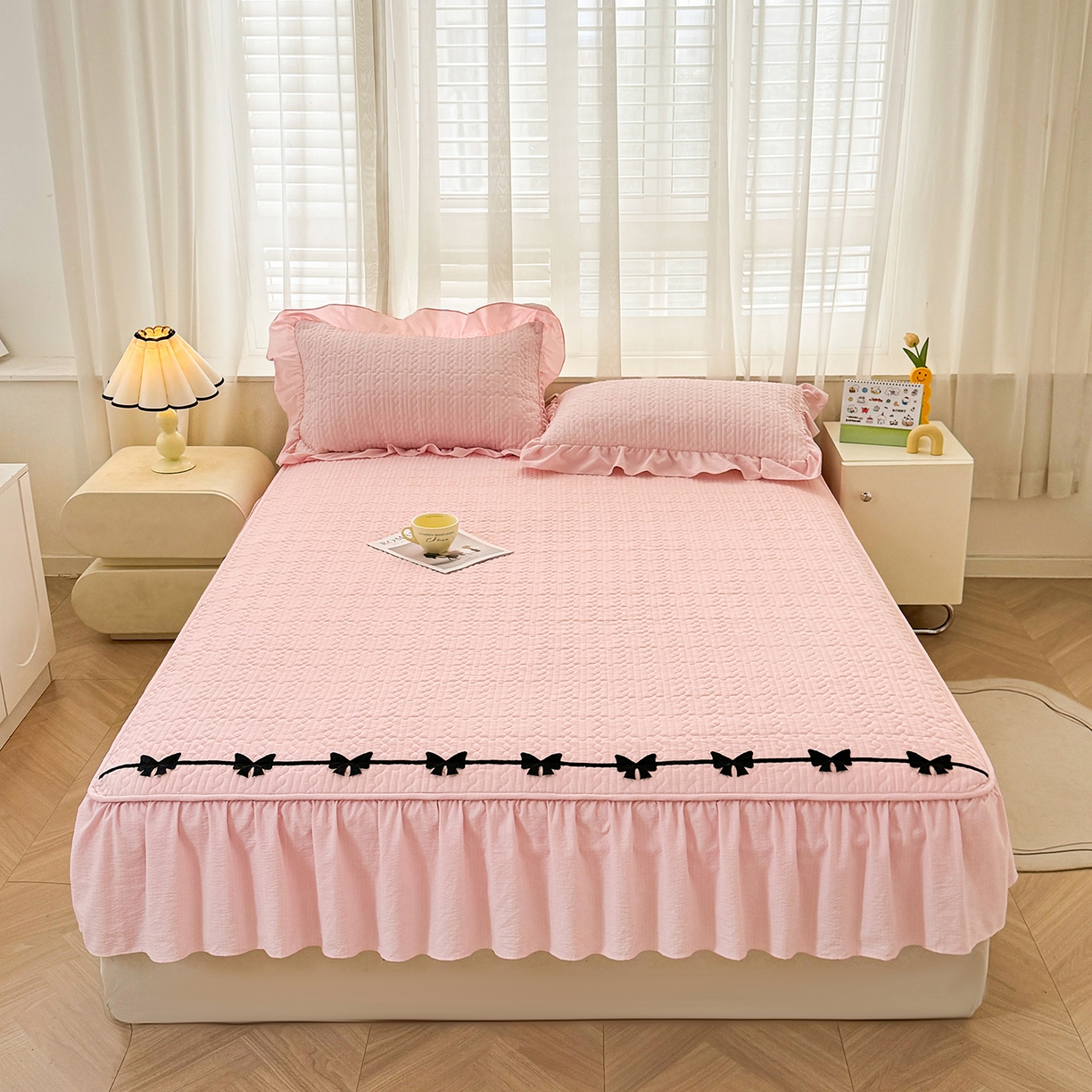 91家纺网 家纺一手货源 找家纺 （总）眠势力 2026新款皱皱纱床裙款床笠双层纱床裙床笠二合一床罩单件-绮梦系列