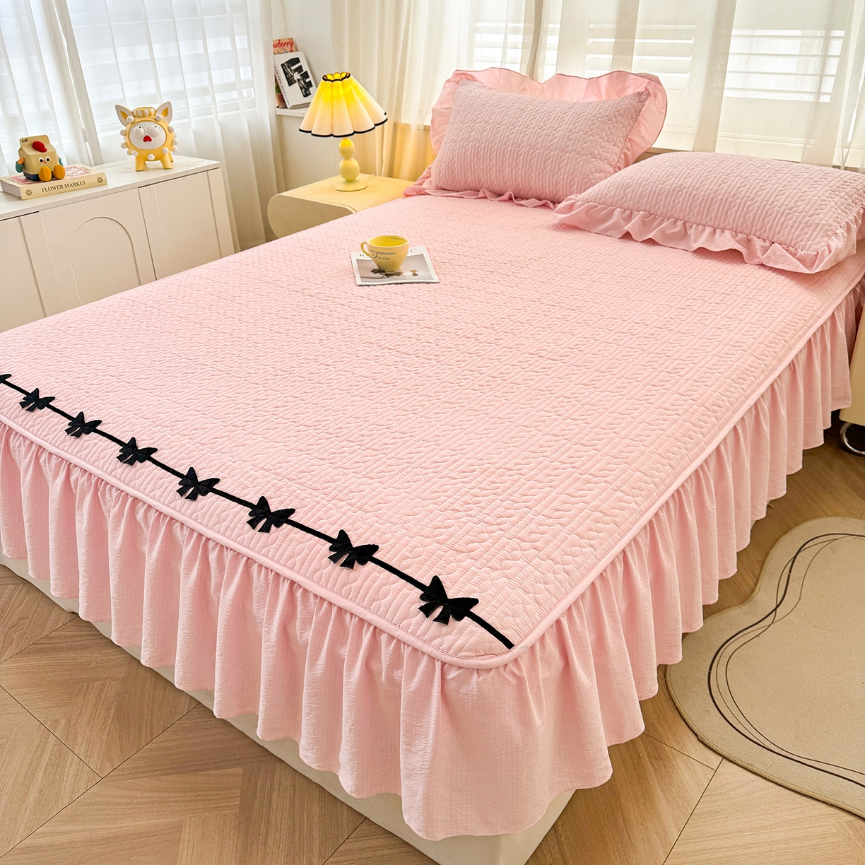 91家纺网 家纺一手货源 找家纺 （总）眠势力 2026新款皱皱纱床裙款床笠双层纱床裙床笠二合一床罩单件-绮梦系列