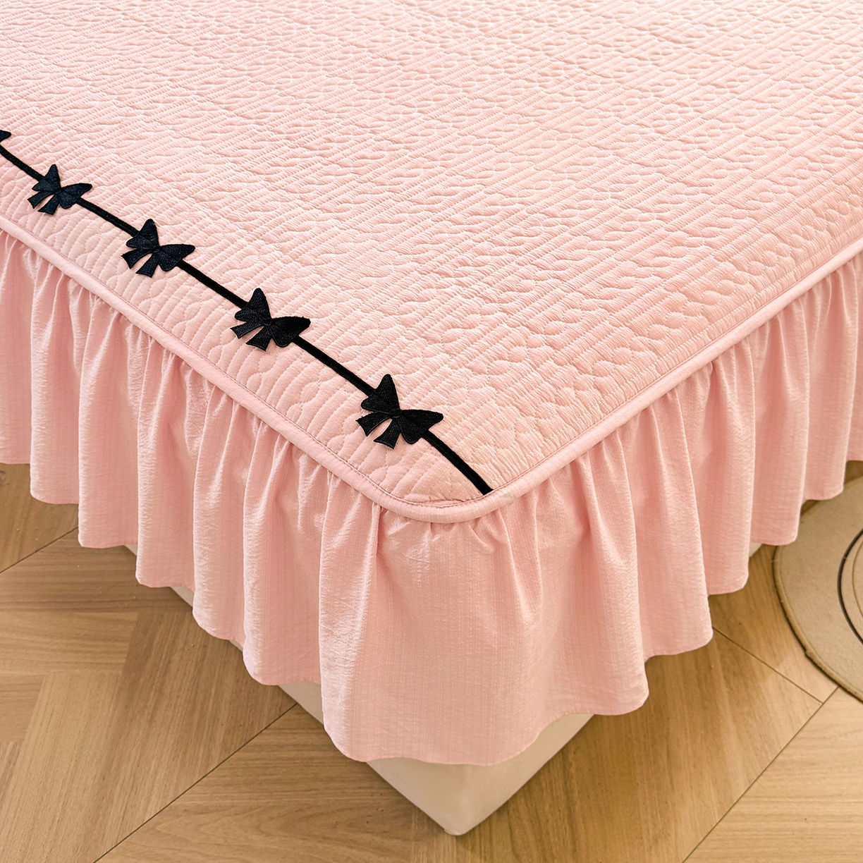 91家纺网 家纺一手货源 找家纺 （总）眠势力 2026新款皱皱纱床裙款床笠双层纱床裙床笠二合一床罩单件-绮梦系列