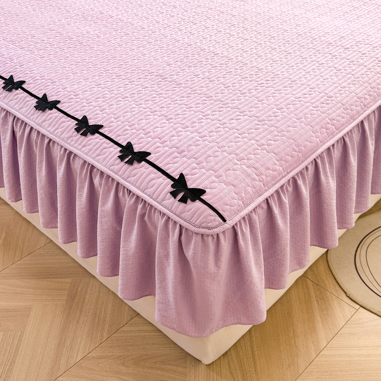 91家纺网 家纺一手货源 找家纺 眠势力 2026新款皱皱纱床裙款床笠双层纱床裙床笠二合一床罩单件-绮梦系列 绮梦-薰衣紫