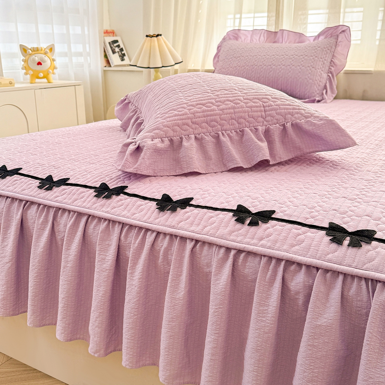 91家纺网 家纺一手货源 找家纺 眠势力 2026新款皱皱纱床裙款床笠双层纱床裙床笠二合一床罩单件-绮梦系列 绮梦-薰衣紫