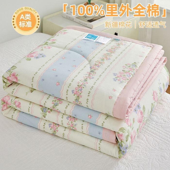 91家纺网 家纺一手货源 找家纺 海洋家纺 2026新款A类里外全棉印花夏被四件套 巴黎之约