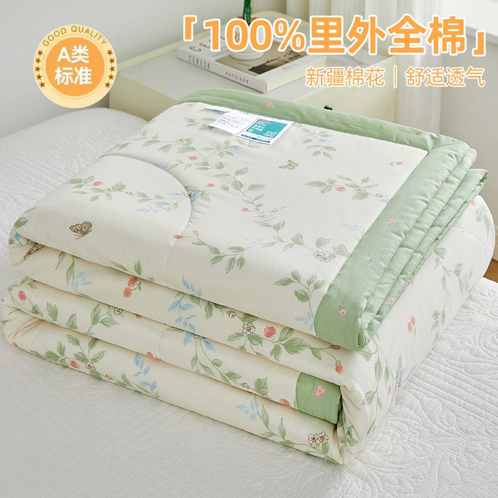 91家纺网 家纺一手货源 找家纺 海洋家纺 2026新款A类里外全棉印花夏被四件套 花枝硕果