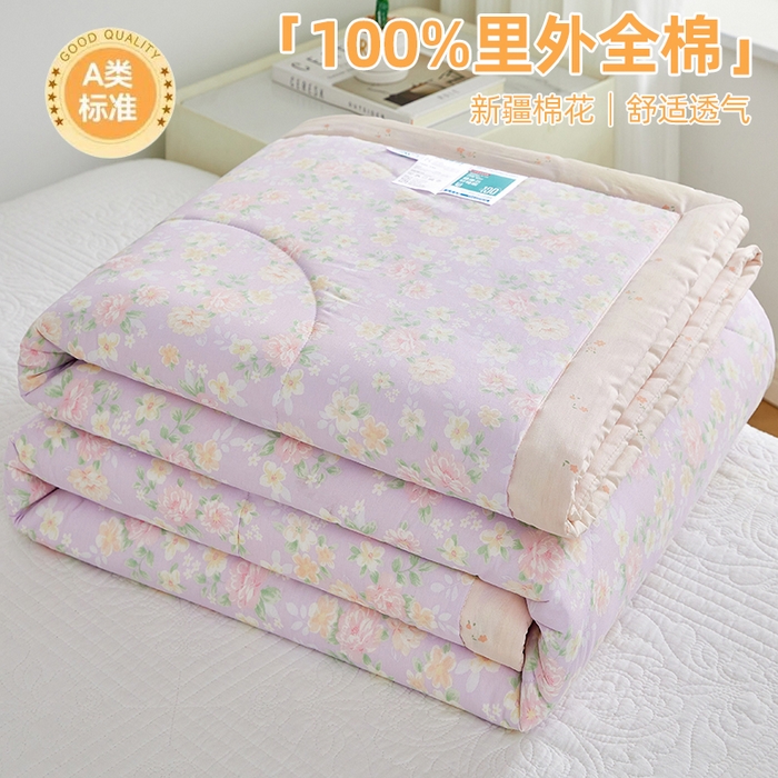 91家纺网 家纺一手货源 找家纺 （总）海洋家纺 2026新款100%里外全棉夏被印花空调被夏凉被薄被子棉花夏被四件套