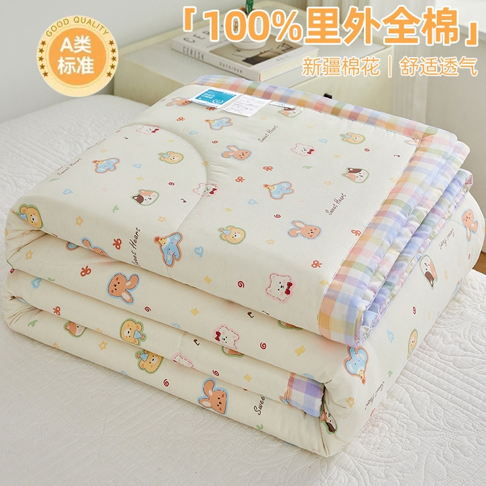 91家纺网 家纺一手货源 找家纺 （总）海洋家纺 2026新款100%里外全棉夏被印花空调被夏凉被薄被子棉花夏被四件套