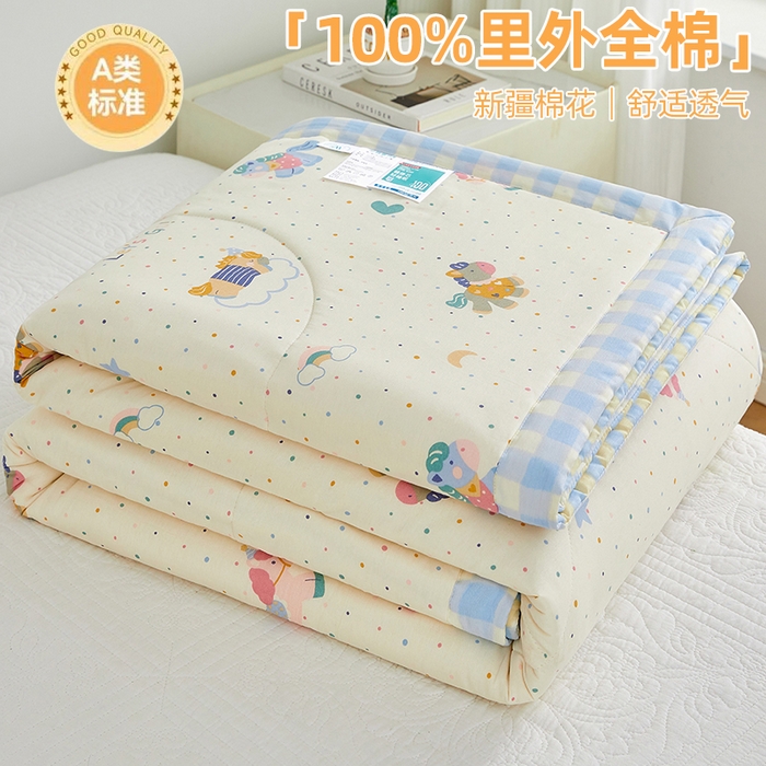 91家纺网 家纺一手货源 找家纺 （总）海洋家纺 2026新款100%里外全棉夏被印花空调被夏凉被薄被子棉花夏被四件套