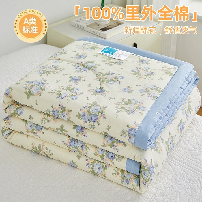 91家纺网 家纺一手货源 找家纺 （总）海洋家纺 2026新款100%里外全棉夏被印花空调被夏凉被薄被子棉花夏被四件套