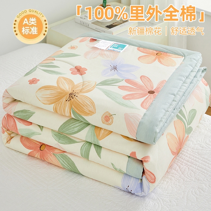91家纺网 家纺一手货源 找家纺 （总）海洋家纺 2026新款100%里外全棉夏被印花空调被夏凉被薄被子棉花夏被四件套