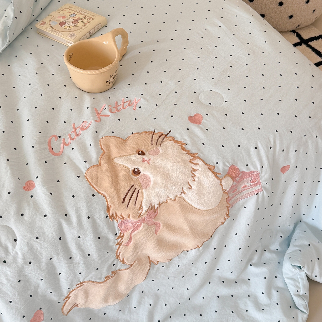 91家纺网 家纺一手货源 找家纺 （总）吾欢心 2026春夏新款水洗棉可爱卡通贴布绣花单夏被空调被夏凉被