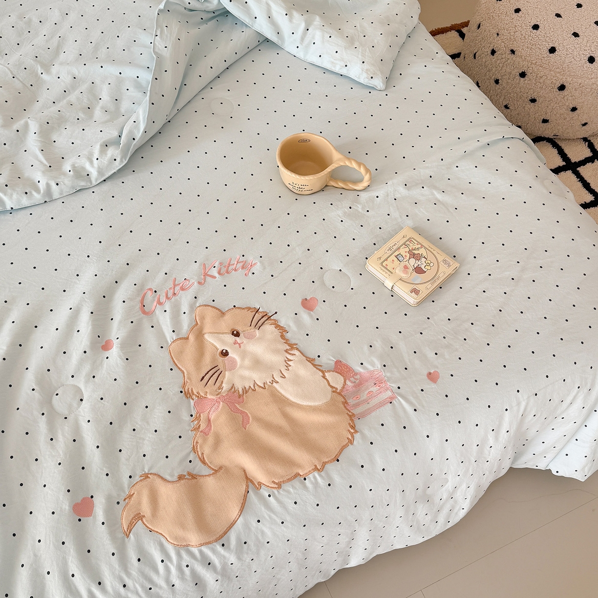 91家纺网 家纺一手货源 找家纺 （总）吾欢心 2026春夏新款水洗棉可爱卡通贴布绣花单夏被空调被夏凉被