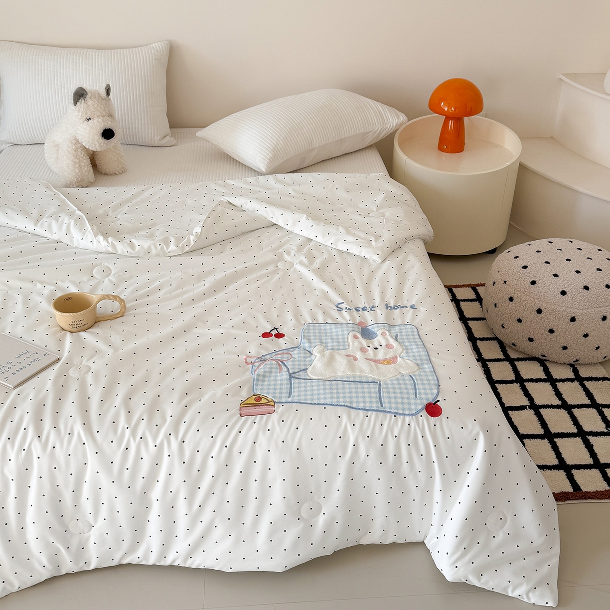 91家纺网 家纺一手货源 找家纺 （总）吾欢心 2026春夏新款水洗棉可爱卡通贴布绣花单夏被空调被夏凉被