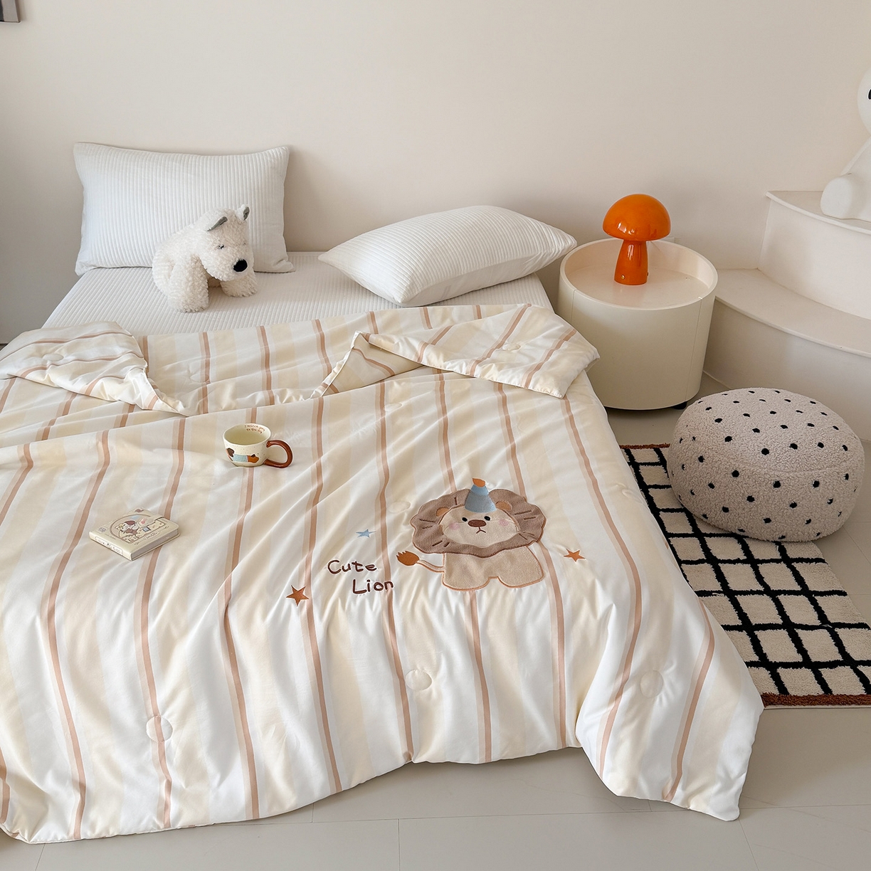 91家纺网 家纺一手货源 找家纺 （总）吾欢心 2026春夏新款水洗棉可爱卡通贴布绣花单夏被空调被夏凉被