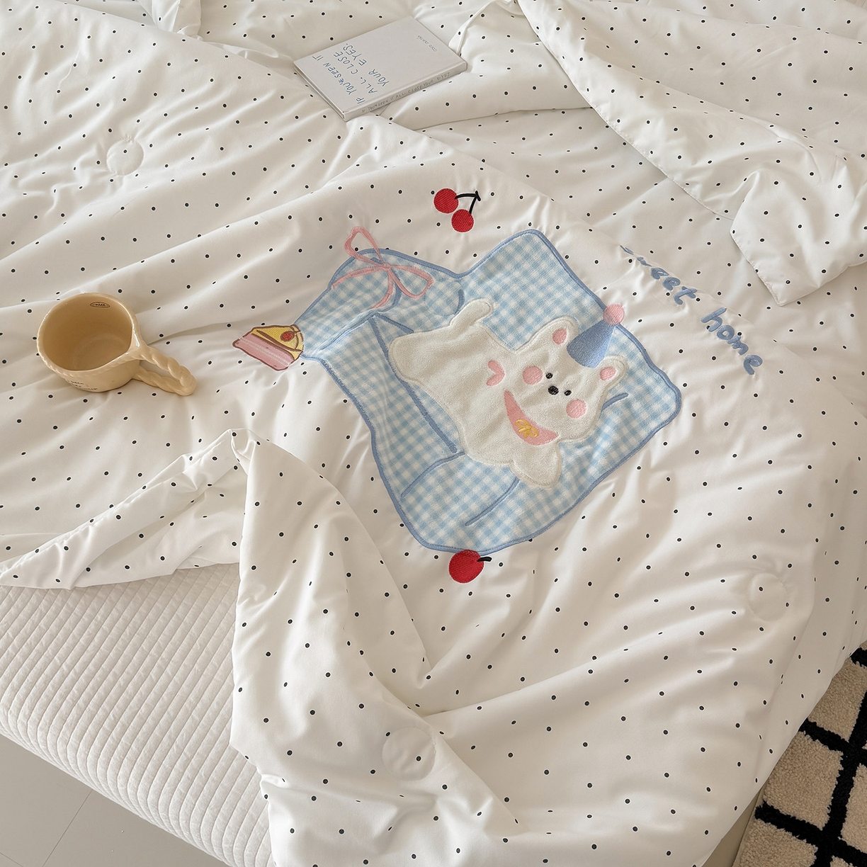 91家纺网 家纺一手货源 找家纺 吾欢心 2026春夏新款水洗棉可爱卡通贴布绣花单夏被空调被夏凉被 沙发狗