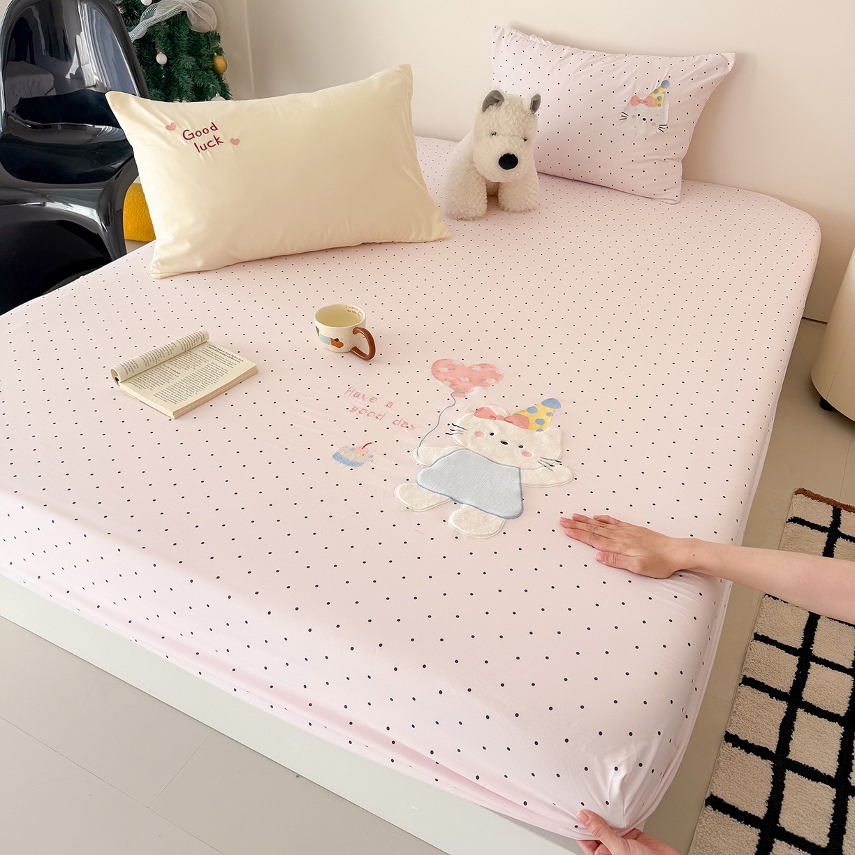 91家纺网 家纺一手货源 找家纺 （总）吾欢心 2026新款水洗棉可爱卡通贴布绣花床笠单品床笠单件床笠三件套