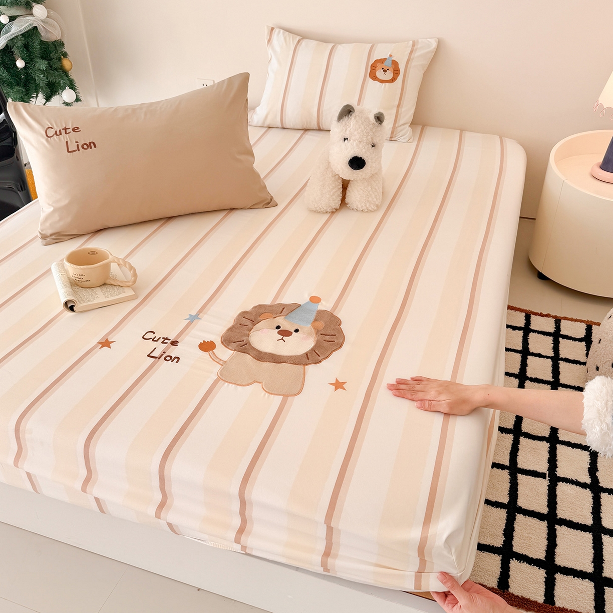 91家纺网 家纺一手货源 找家纺 （总）吾欢心 2026新款水洗棉可爱卡通贴布绣花床笠单品床笠单件床笠三件套