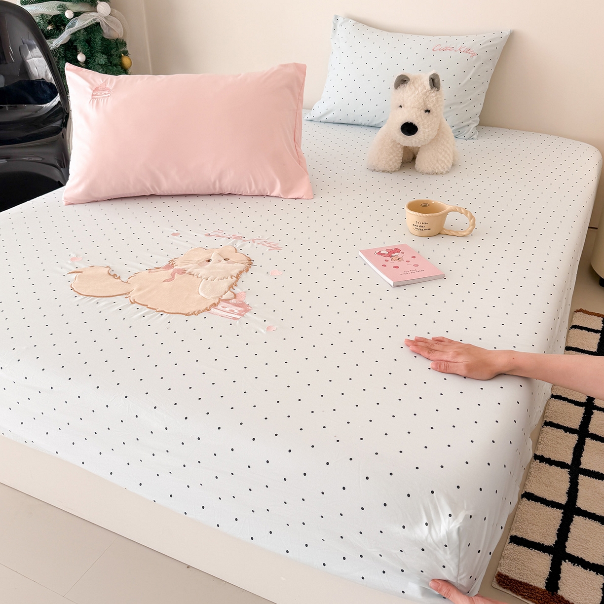 91家纺网 家纺一手货源 找家纺 （总）吾欢心 2026新款水洗棉可爱卡通贴布绣花床笠单品床笠单件床笠三件套