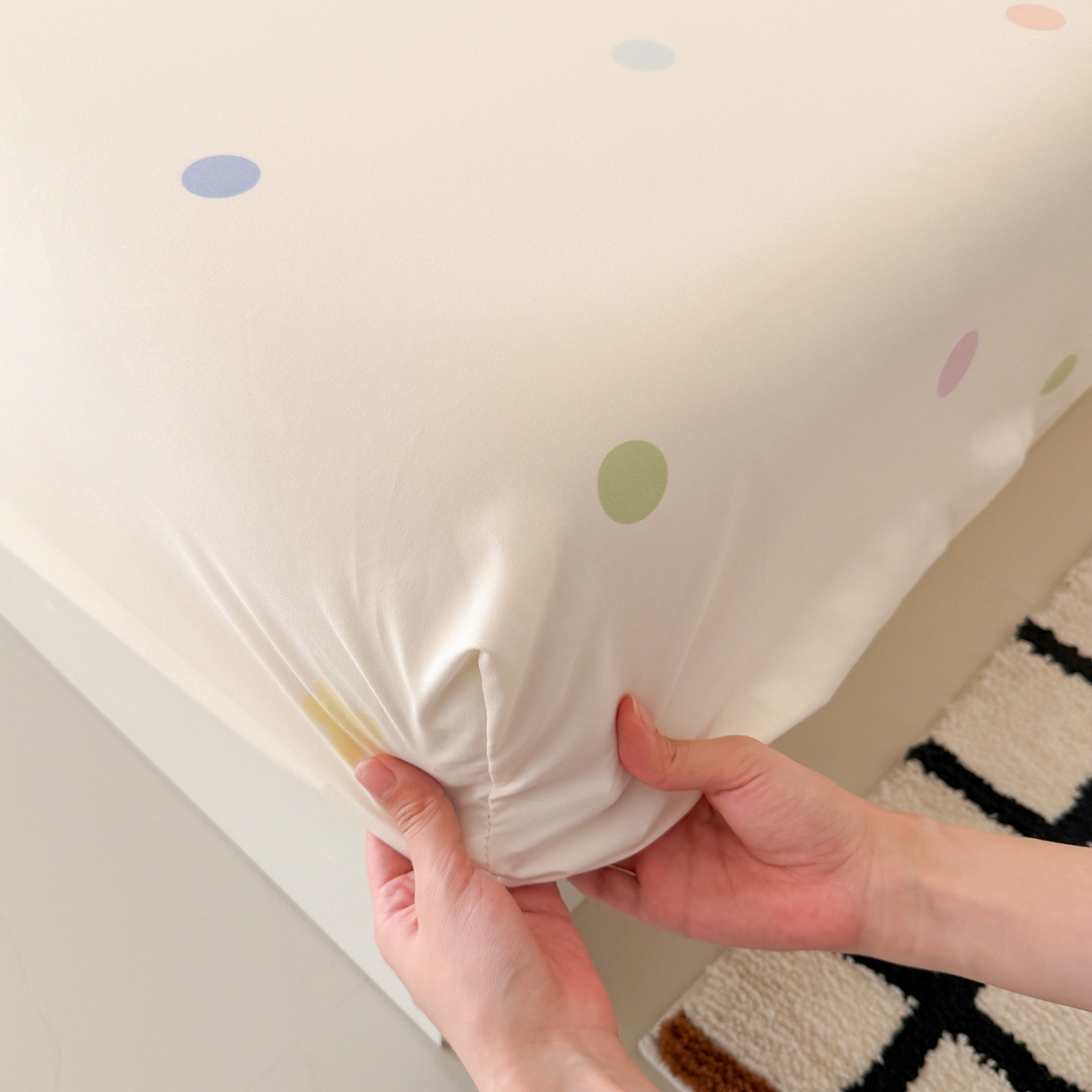 91家纺网 家纺一手货源 找家纺 吾欢心 2026新款水洗棉可爱卡通贴布绣花床笠单品床笠单件床笠三件套 开心露比