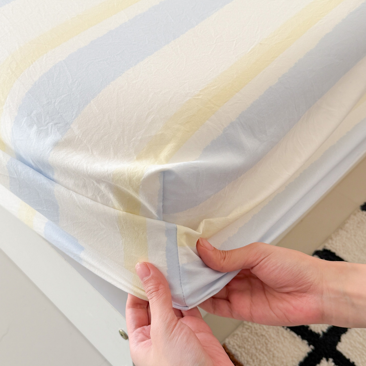 91家纺网 家纺一手货源 找家纺 吾欢心 2026新款水洗棉可爱卡通贴布绣花床笠单品床笠单件床笠三件套 萌萌小象