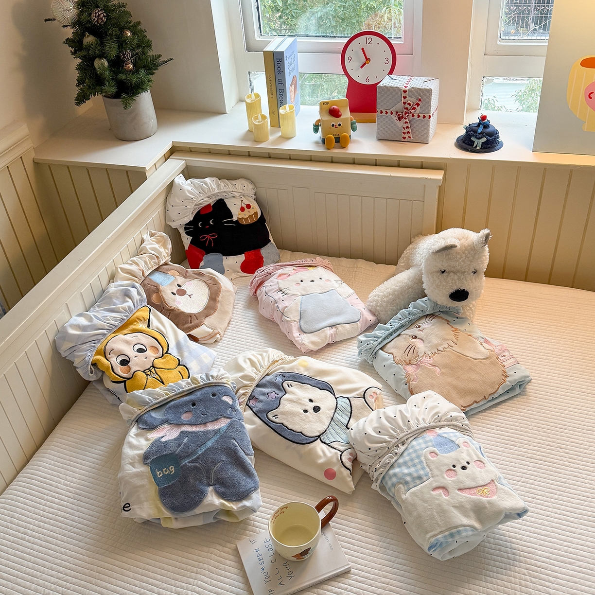 91家纺网 家纺一手货源 找家纺 吾欢心 2026新款水洗棉可爱卡通贴布绣花床笠单品床笠单件床笠三件套 组合图仅供参考 不可下单