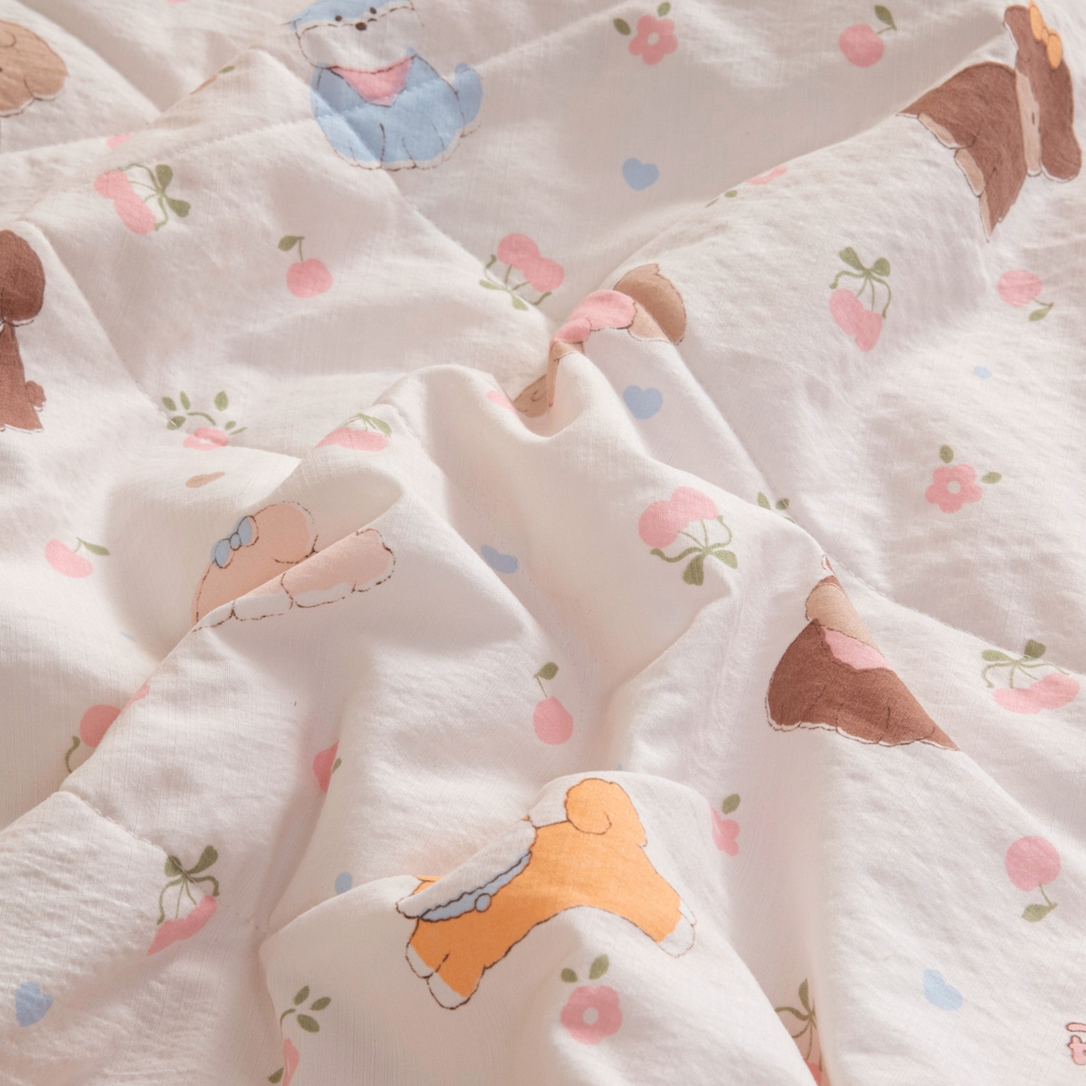 91家纺网 家纺一手货源 找家纺 御棉坊 2026新款A类柔肤棉儿童夏被宝宝空调被幼儿园午睡夏凉被丝绵薄被子 春日小狗