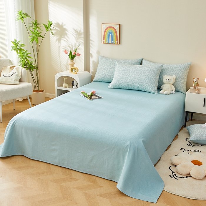 91家纺网 家纺一手货源 找家纺 海洋家纺 2026新款A类里外全棉印花夏被四件套 安妮 蓝