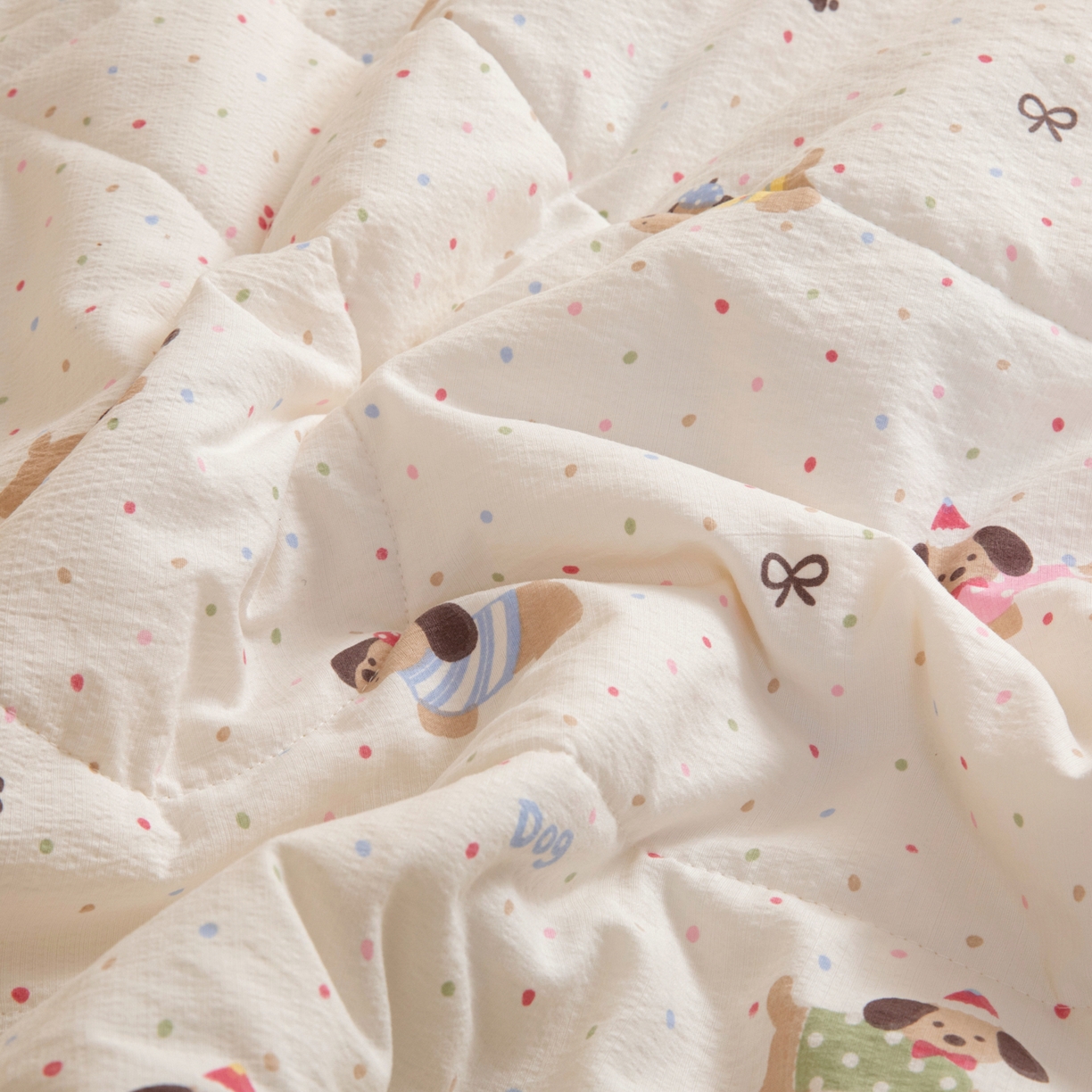 91家纺网 家纺一手货源 找家纺 御棉坊 2026新款A类柔肤棉儿童夏被宝宝空调被幼儿园午睡夏凉被丝绵薄被子 点点狗