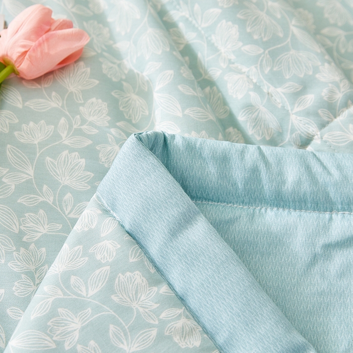 91家纺网 家纺一手货源 找家纺 海洋家纺 2026新款A类里外全棉印花夏被四件套 安妮 蓝